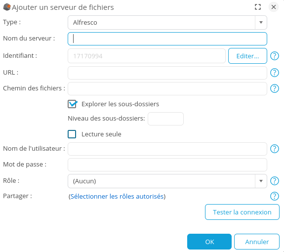 Ajouter serveur Alfresco
