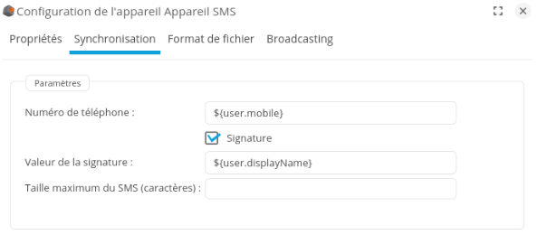 Synchronisation SMS