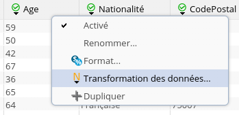 Transformation colonne age