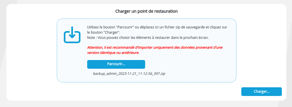 Charger point restauration