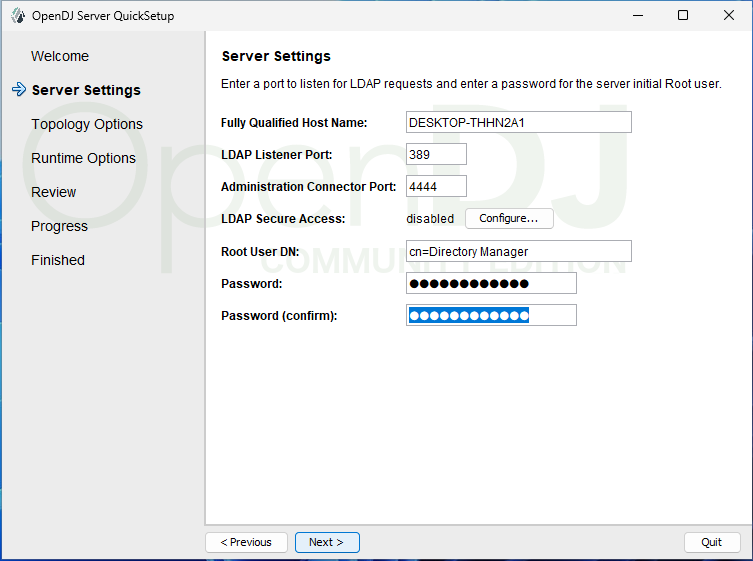 Server settings