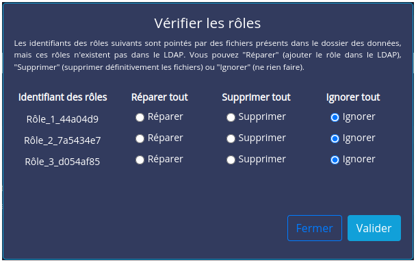 Vérifier les rôles