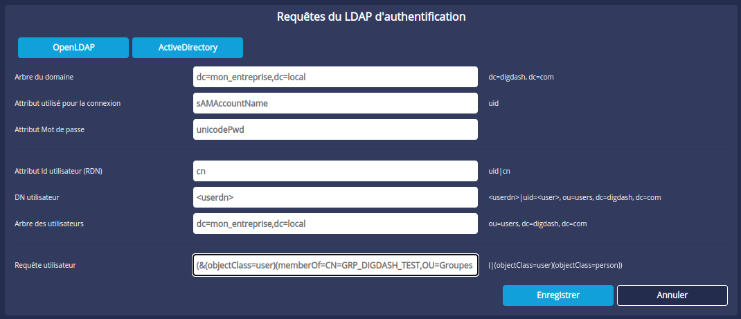 Requête LDAP authentification