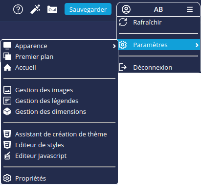 Menu Paramètres