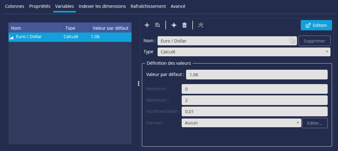 Créer variable
