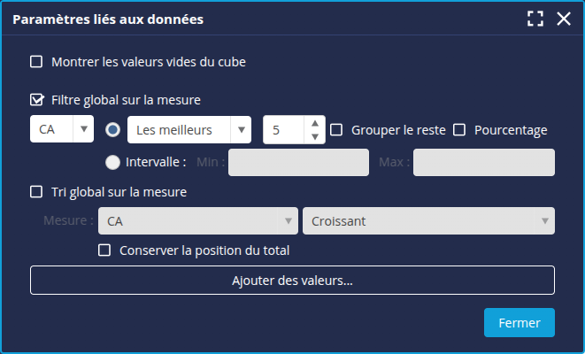 Paramètres données