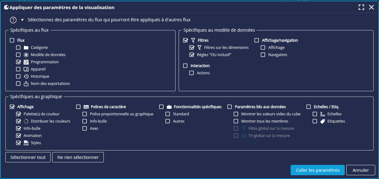 Paramètres visualisation