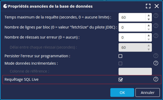 Requêtage SQL Live
