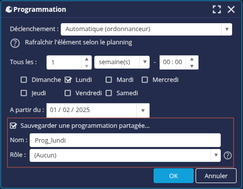 Sauvegarder programmation