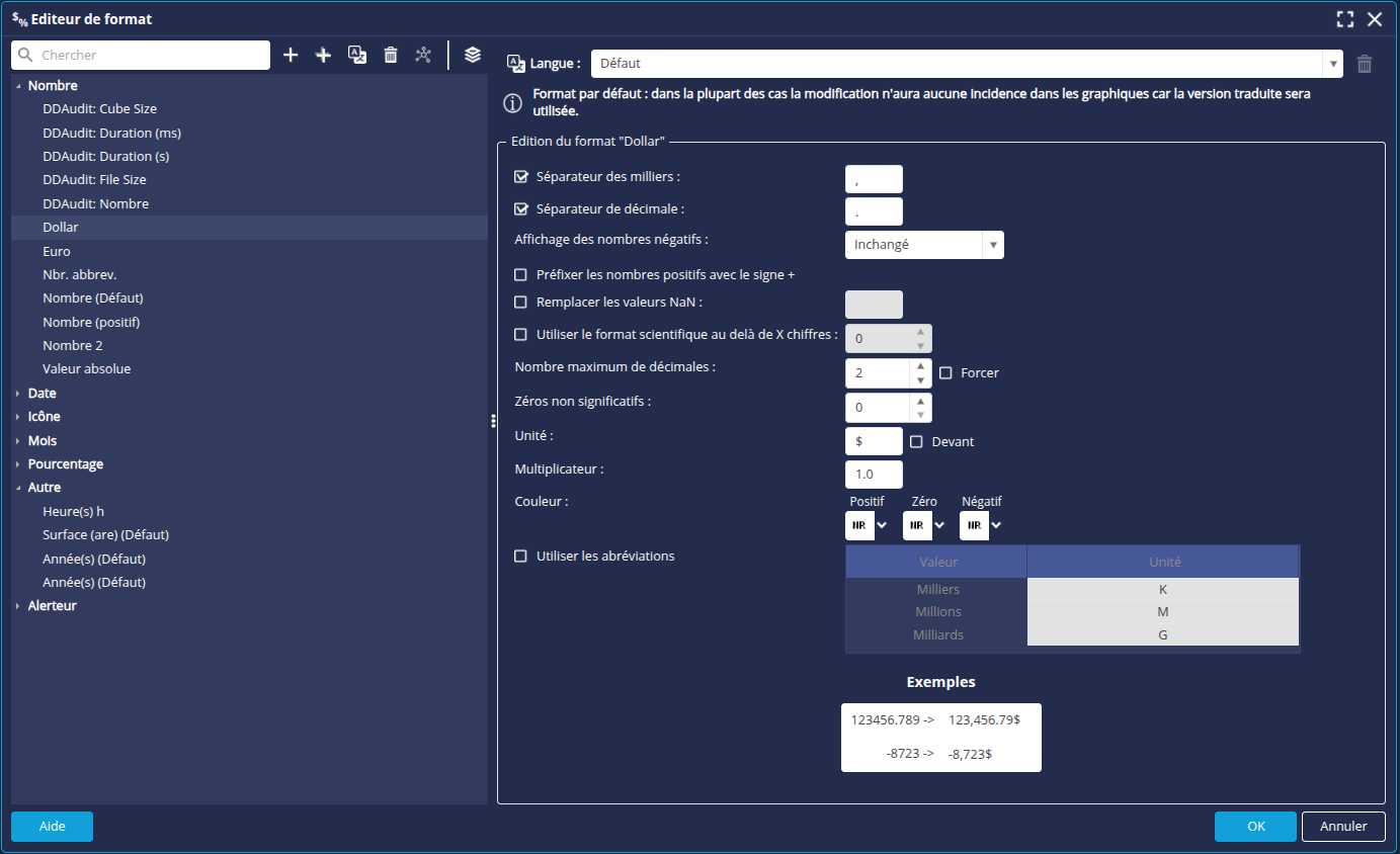 Gestionnaire formats
