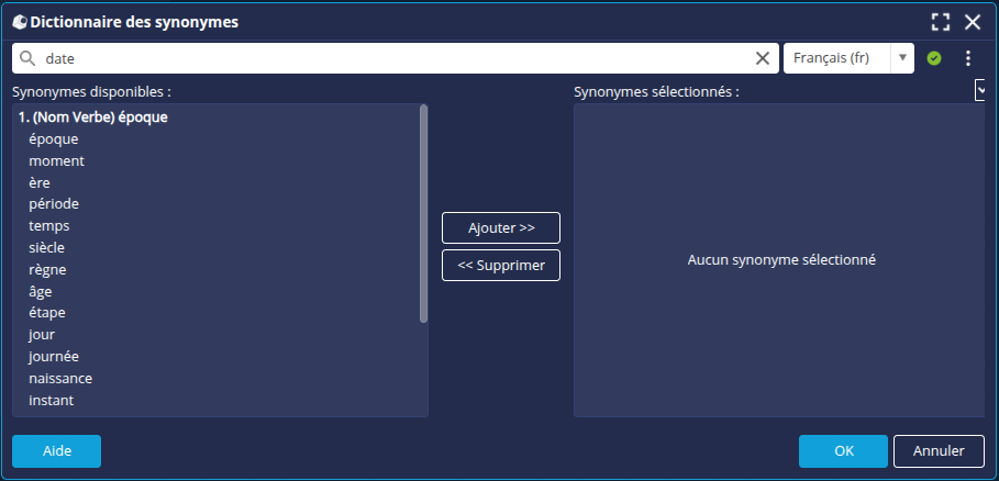 Recherche synonymes