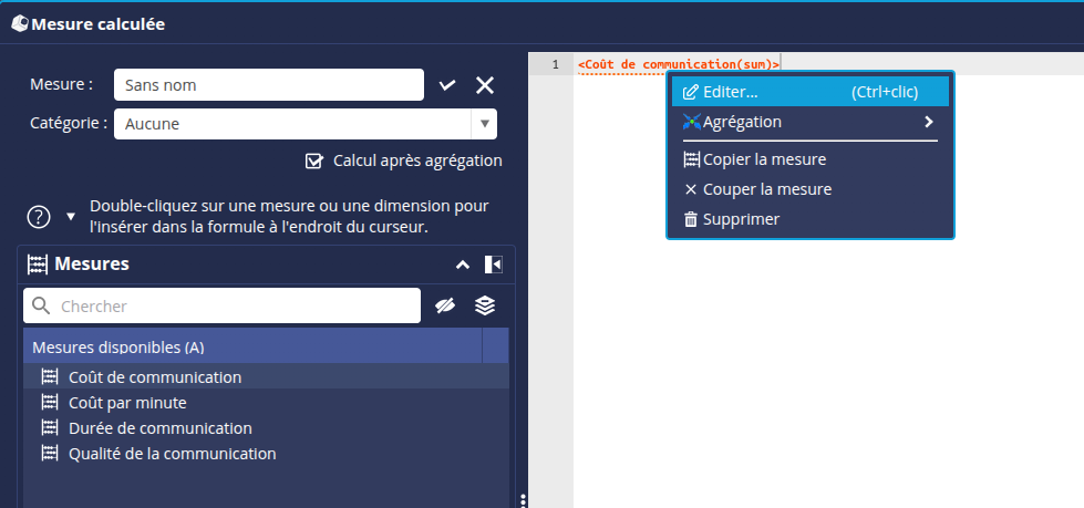 Editer mesure