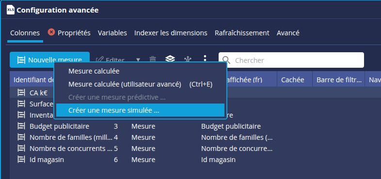 Nouvelle mesure simulée