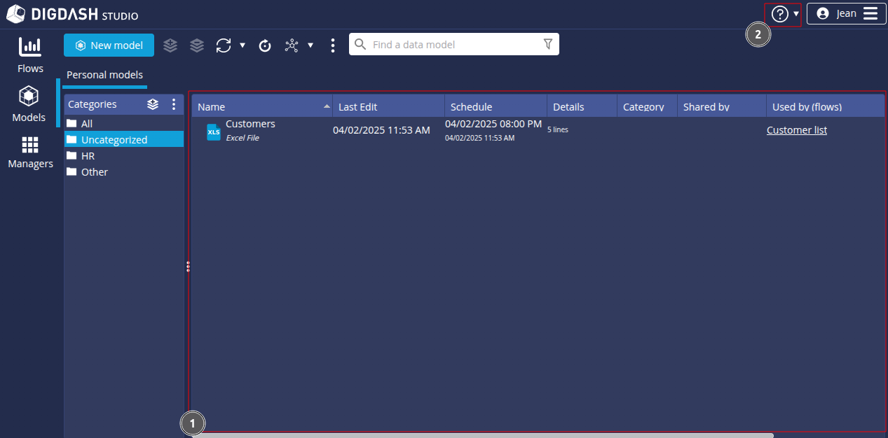 Models tab