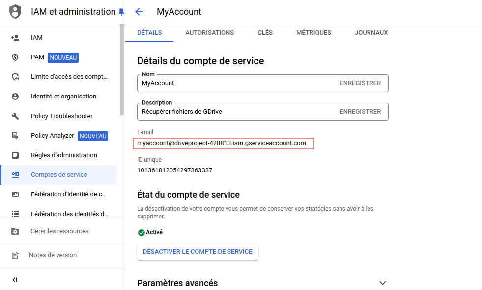 Copie email
