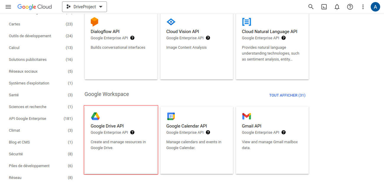 Sélection GDrive