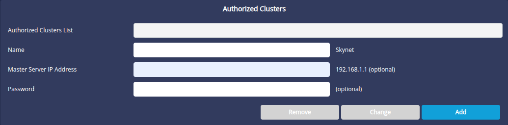 Authorized clusters