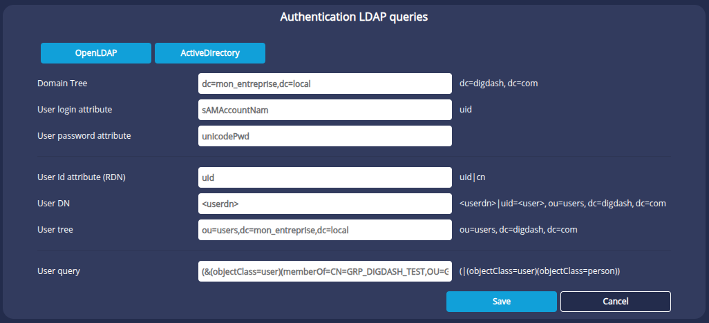 Authentication LDAP queries