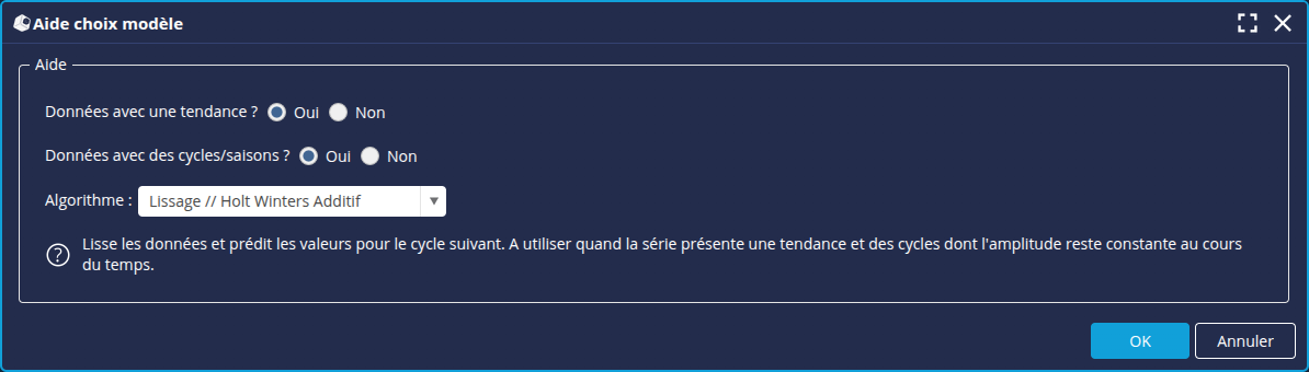 Aide choix modèle