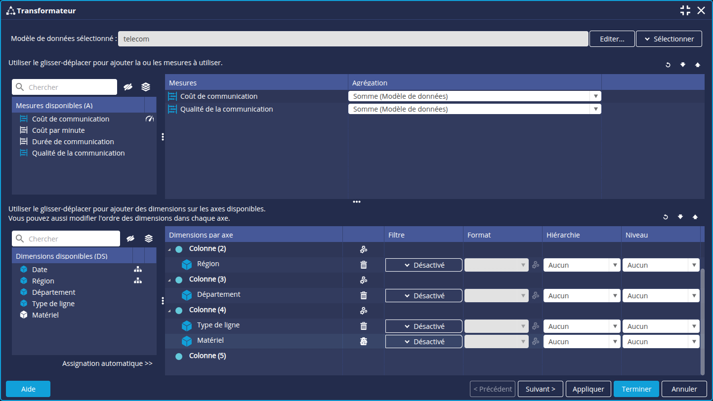 Modifications colonnes
