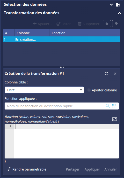 Transformation en création