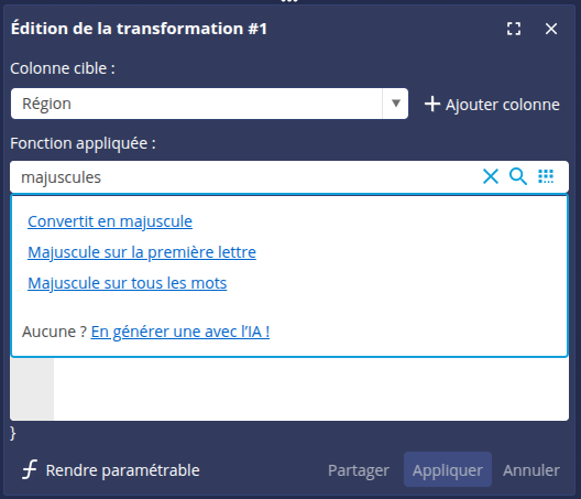 Recherche de fonction