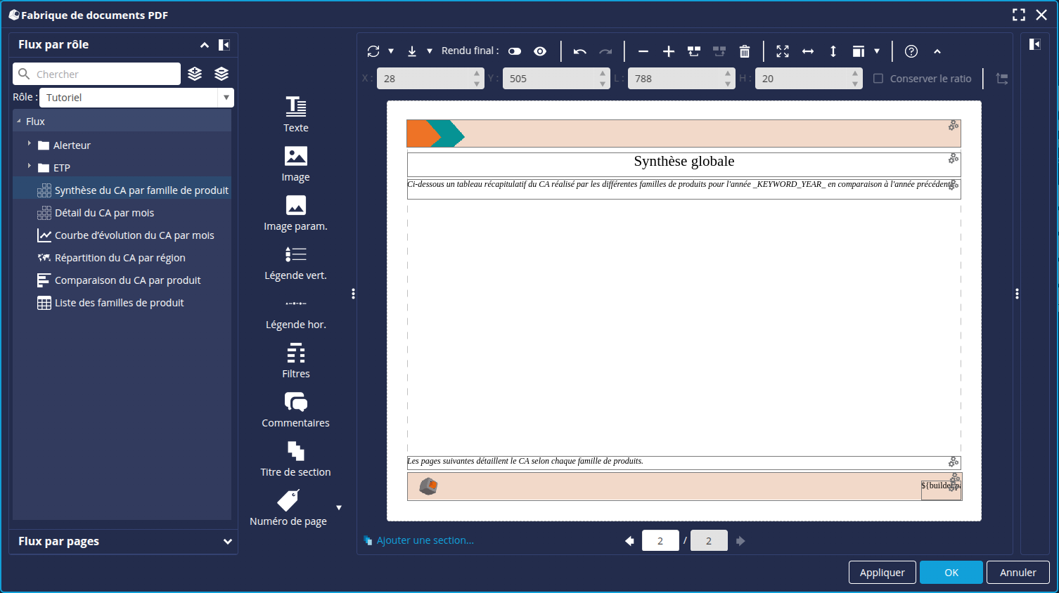 Zones de texte ajoutés
