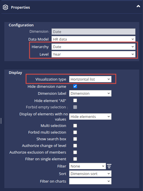 Date filter properties