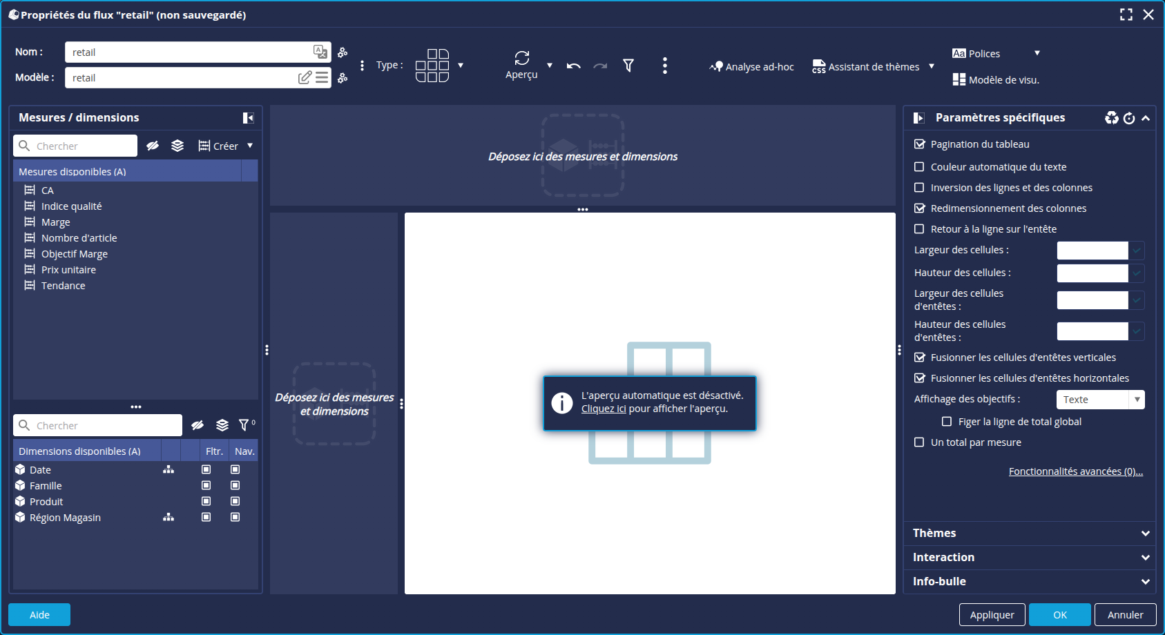 Propriétés du flux